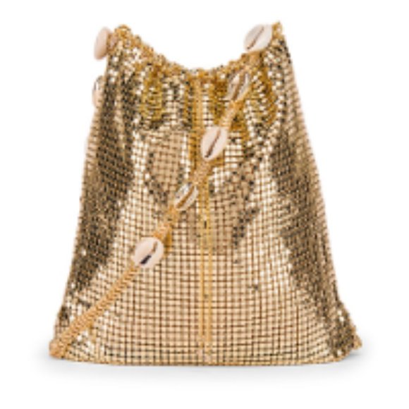 Ettika Los Angeles Handbags - ETTIKA Shell & Gold Mesh Shoulder Bag